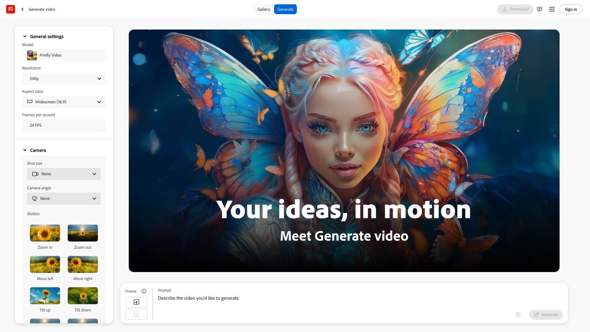 Adobe Firefly Video Model screenshot