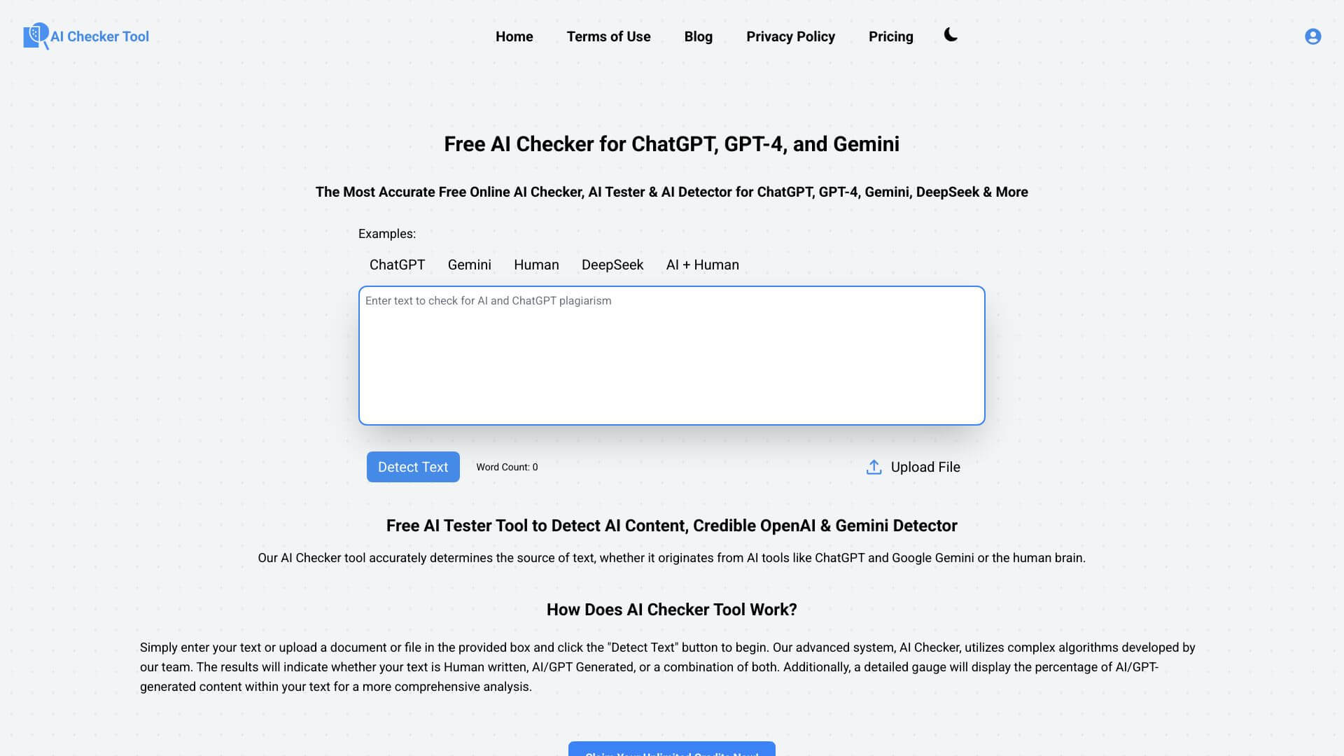 AI Checker Tool screenshot