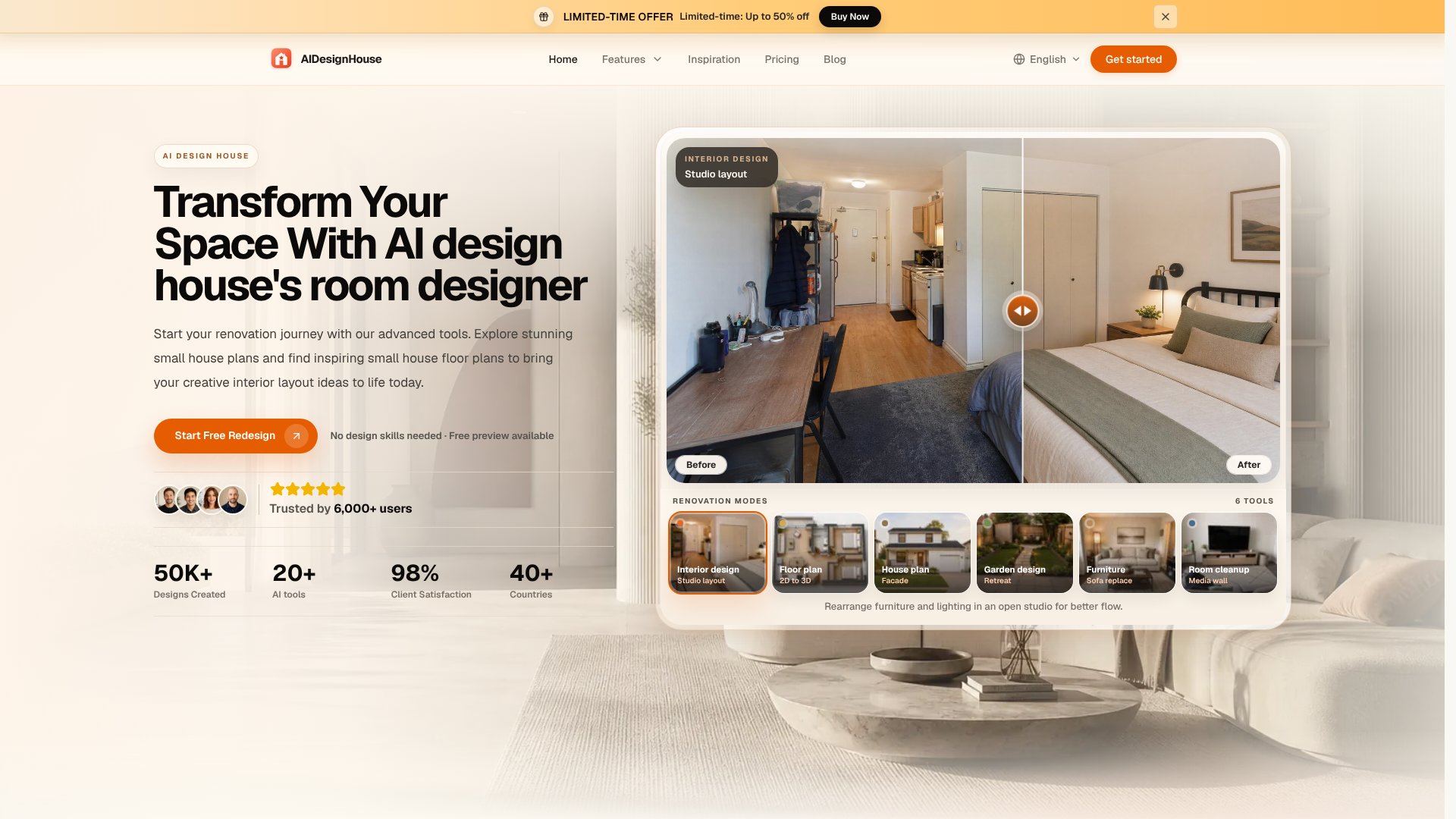 AI Design House, AI interior design, AI screenshot