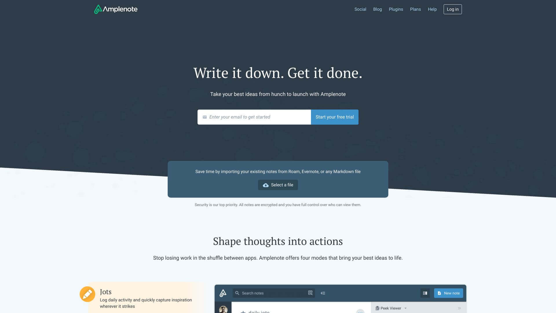 Amplenote screenshot