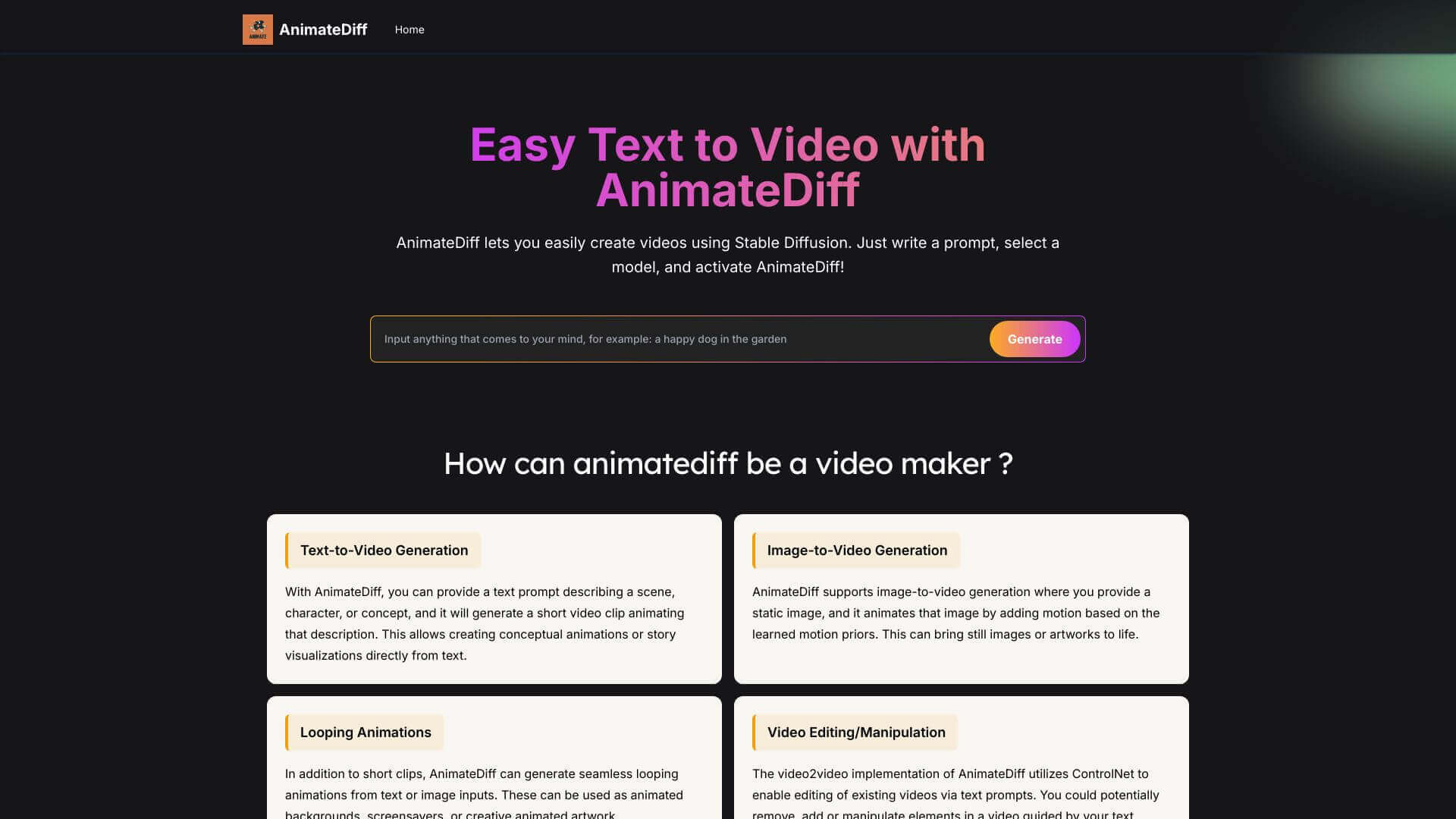 AnimateDiff screenshot