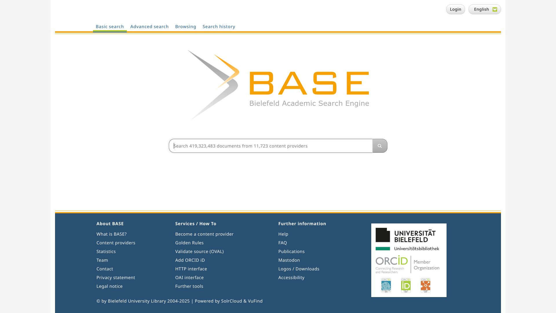 BASE Search screenshot