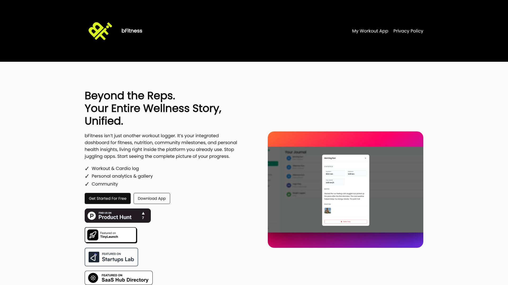 bFitness: The Unified Wellness Journal screenshot