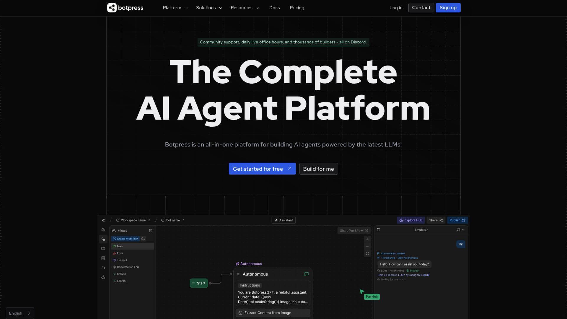 Botpress screenshot