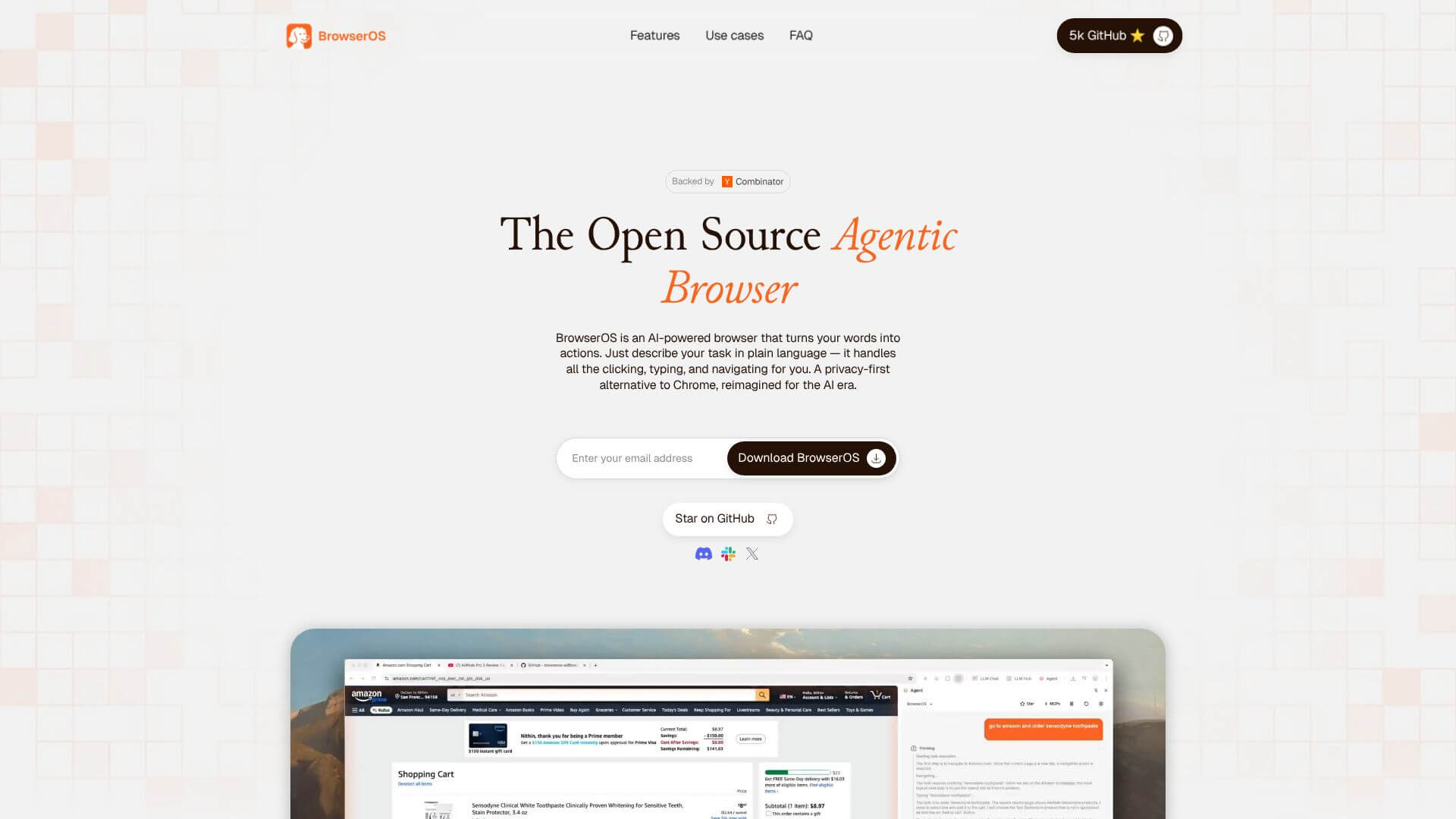 BrowserOS screenshot