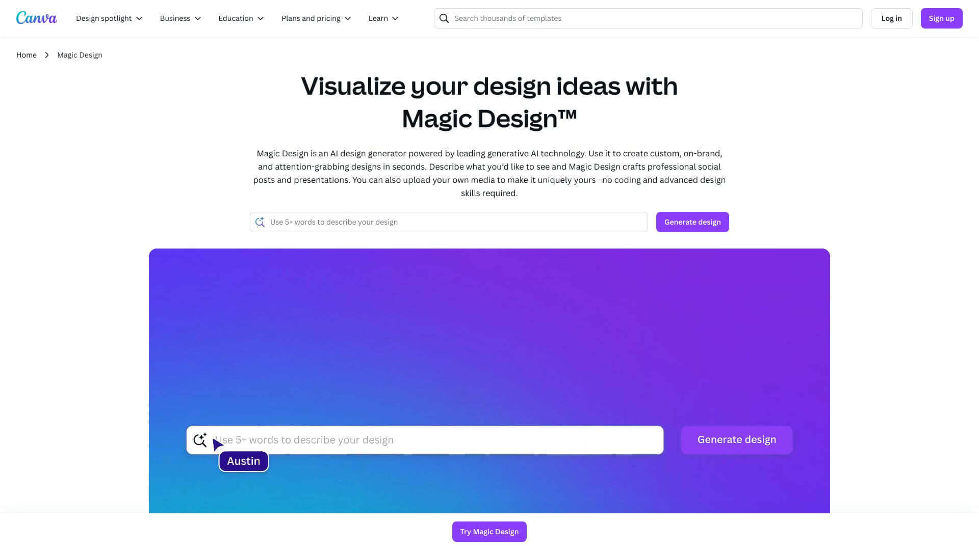 Canva Magic Design screenshot