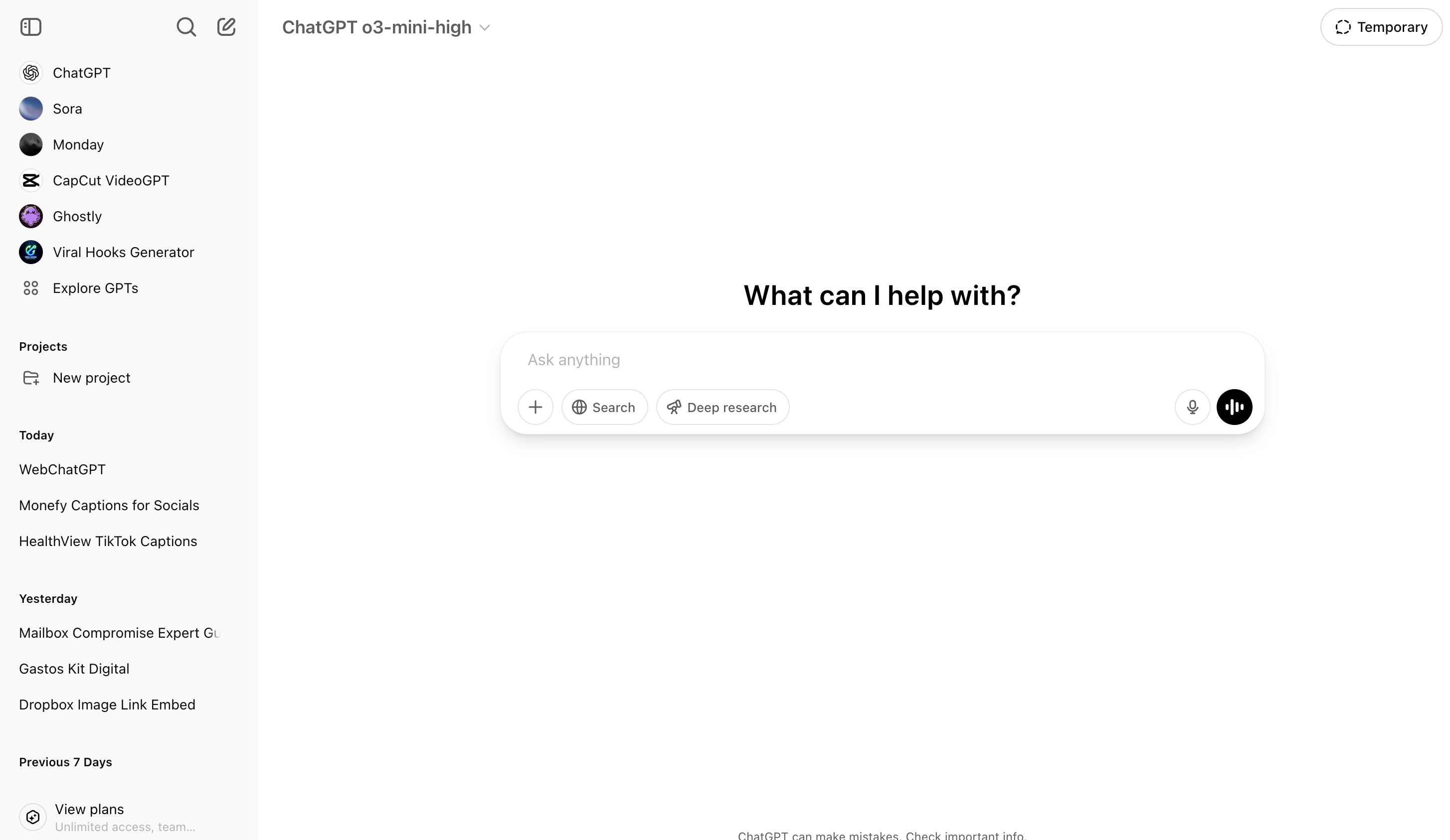 ChatGPT o3 screenshot