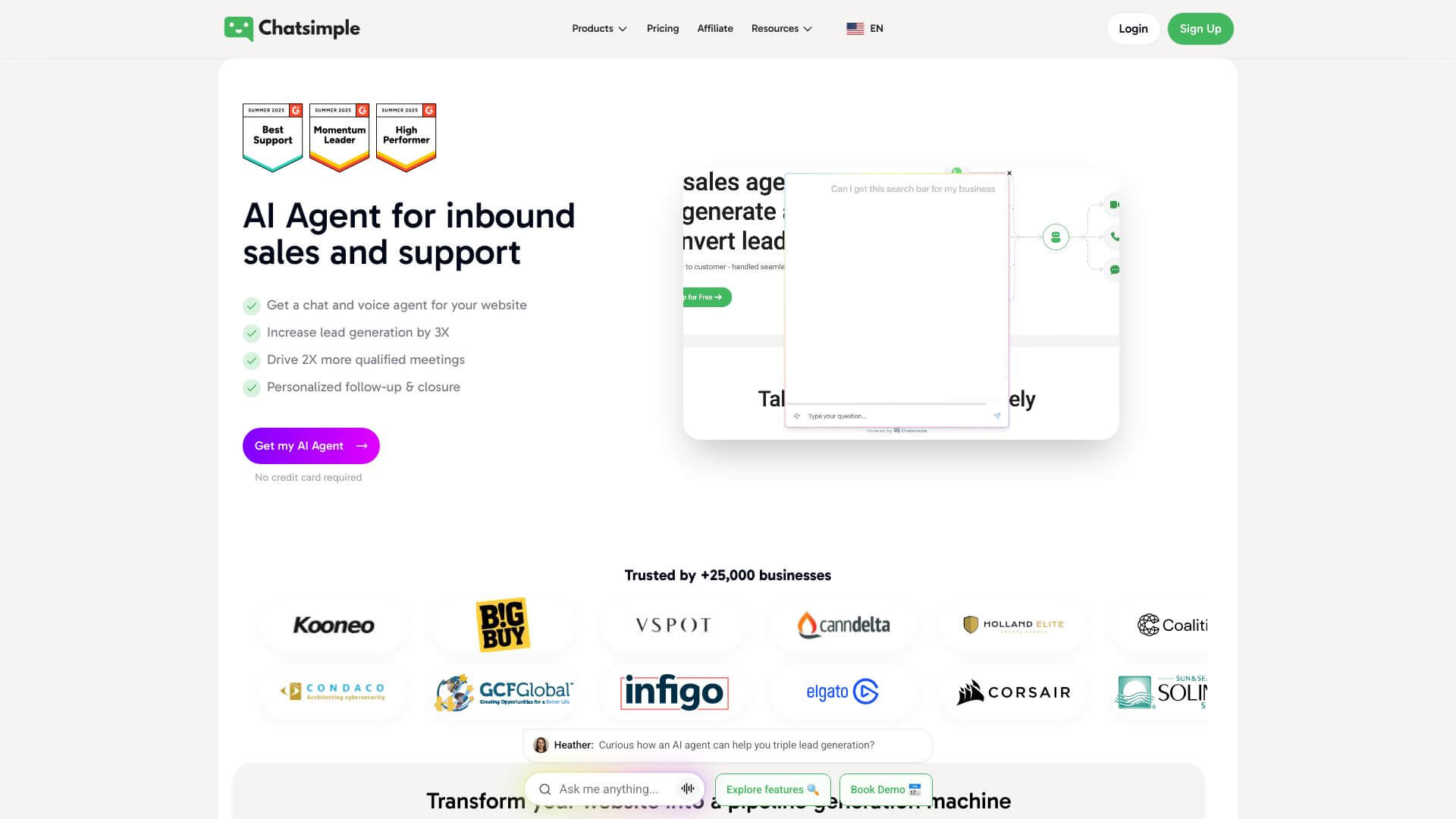 Chatsimple AI Sales Chatbot screenshot
