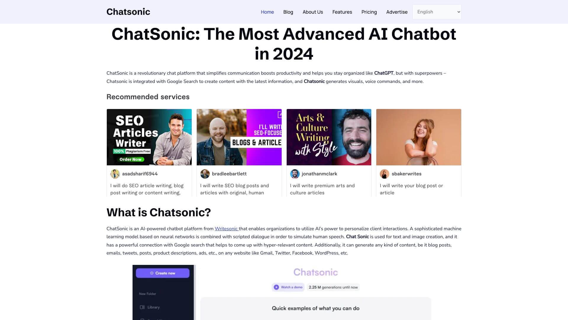 Chatsonic screenshot