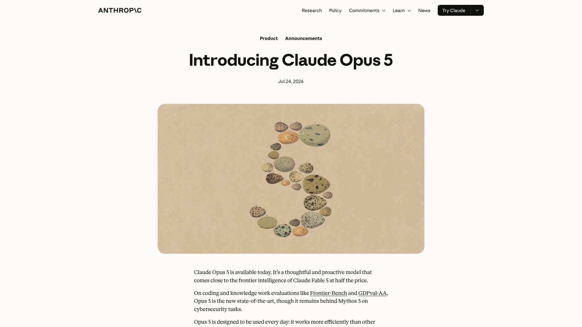 Claude Opus 5 screenshot