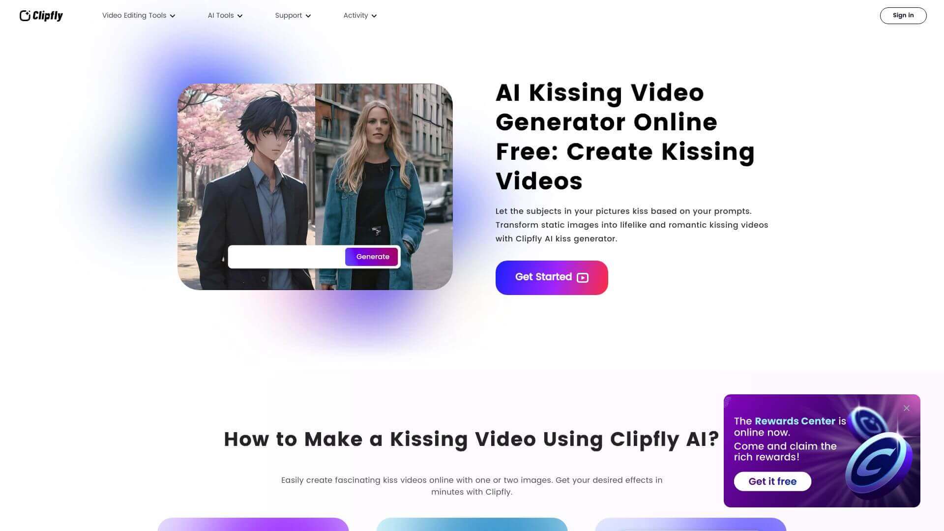 Clipfly AI Kissing Video Generator screenshot