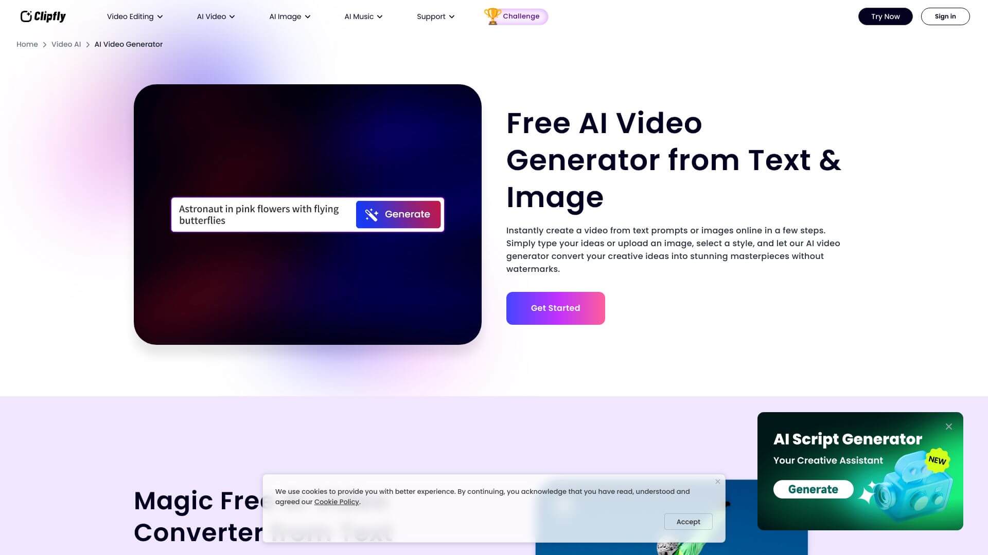 Clipfly AI Video Generator screenshot
