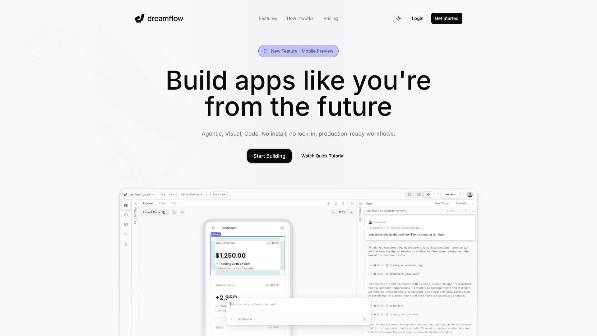 Dreamflow Mobile Preview screenshot