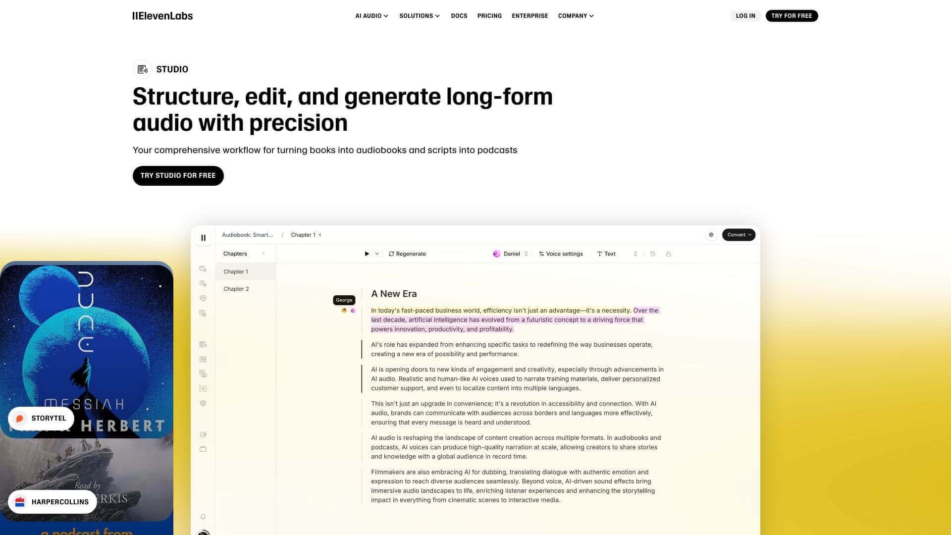 ElevenLabs Studio screenshot