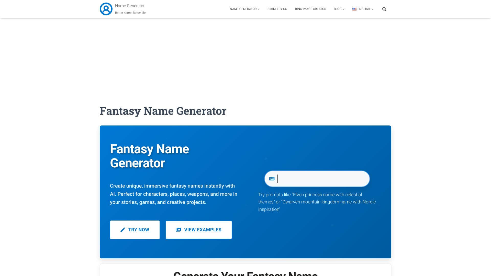 Fantasy Name Generator screenshot