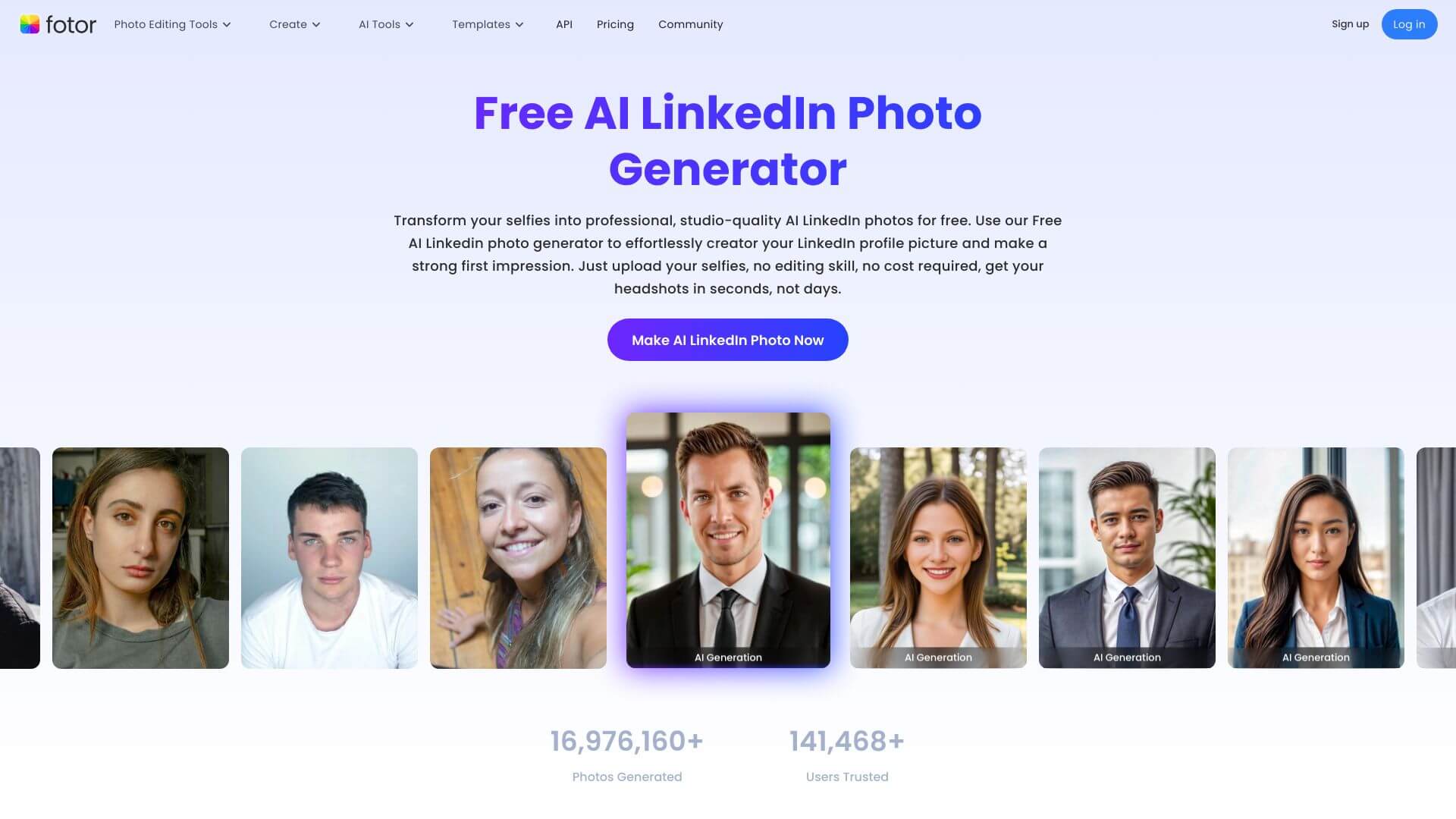 Fotor AI LinkedIn Photo Generator screenshot