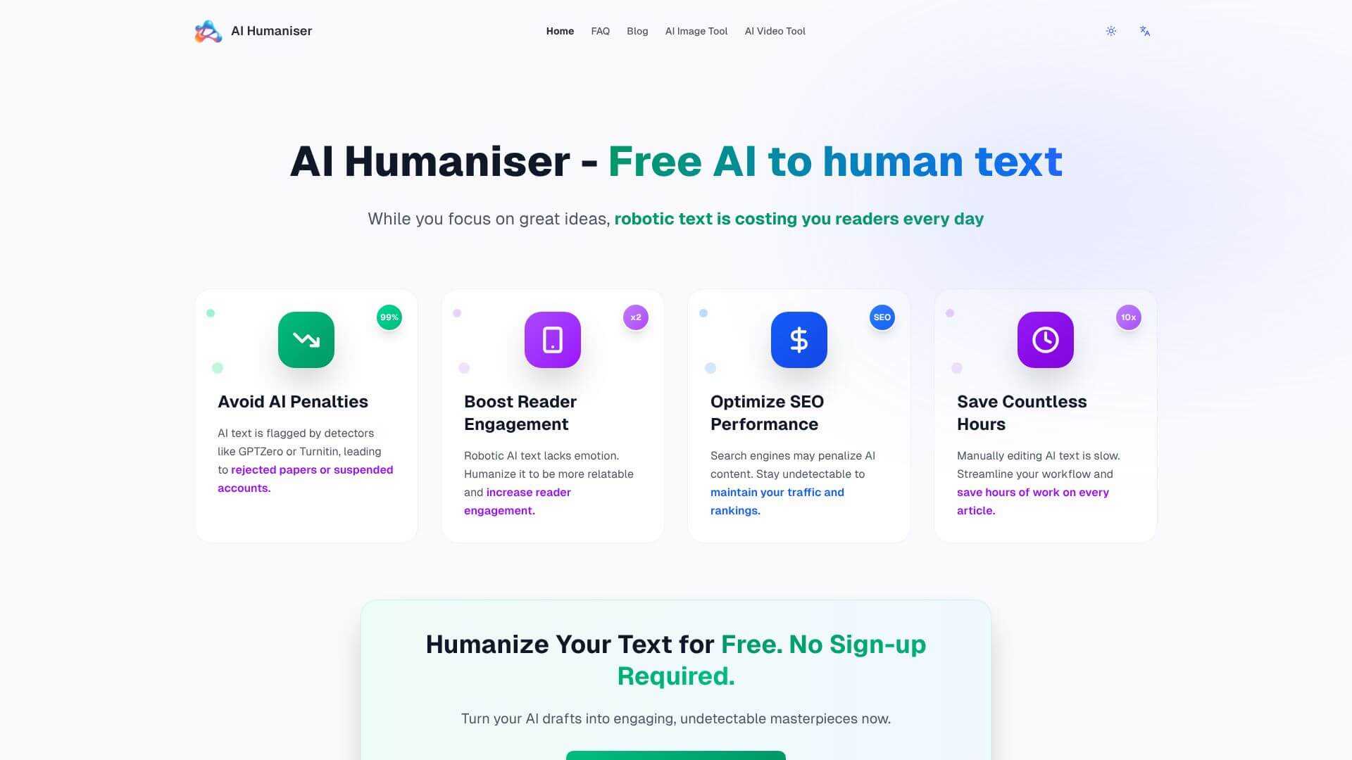 Free AI Humaniser - No Login required screenshot
