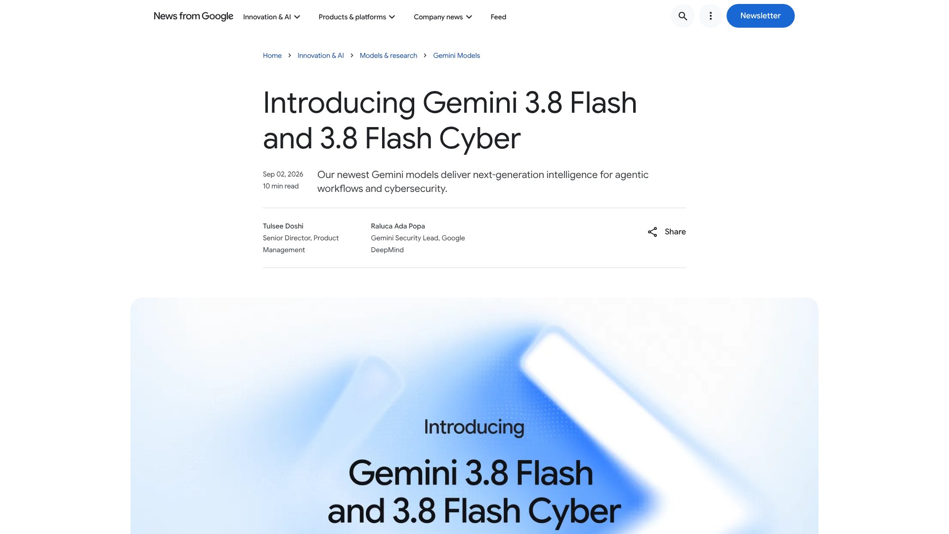 Gemini 3.8 Flash and Gemini 3.8 Flash Cyber screenshot