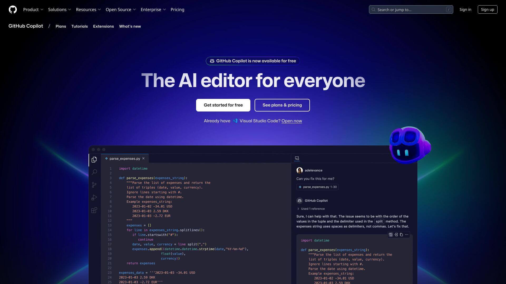 GitHub Copilot screenshot