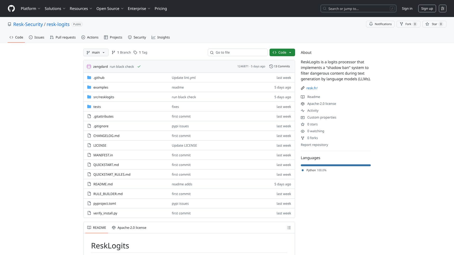 GitHub screenshot