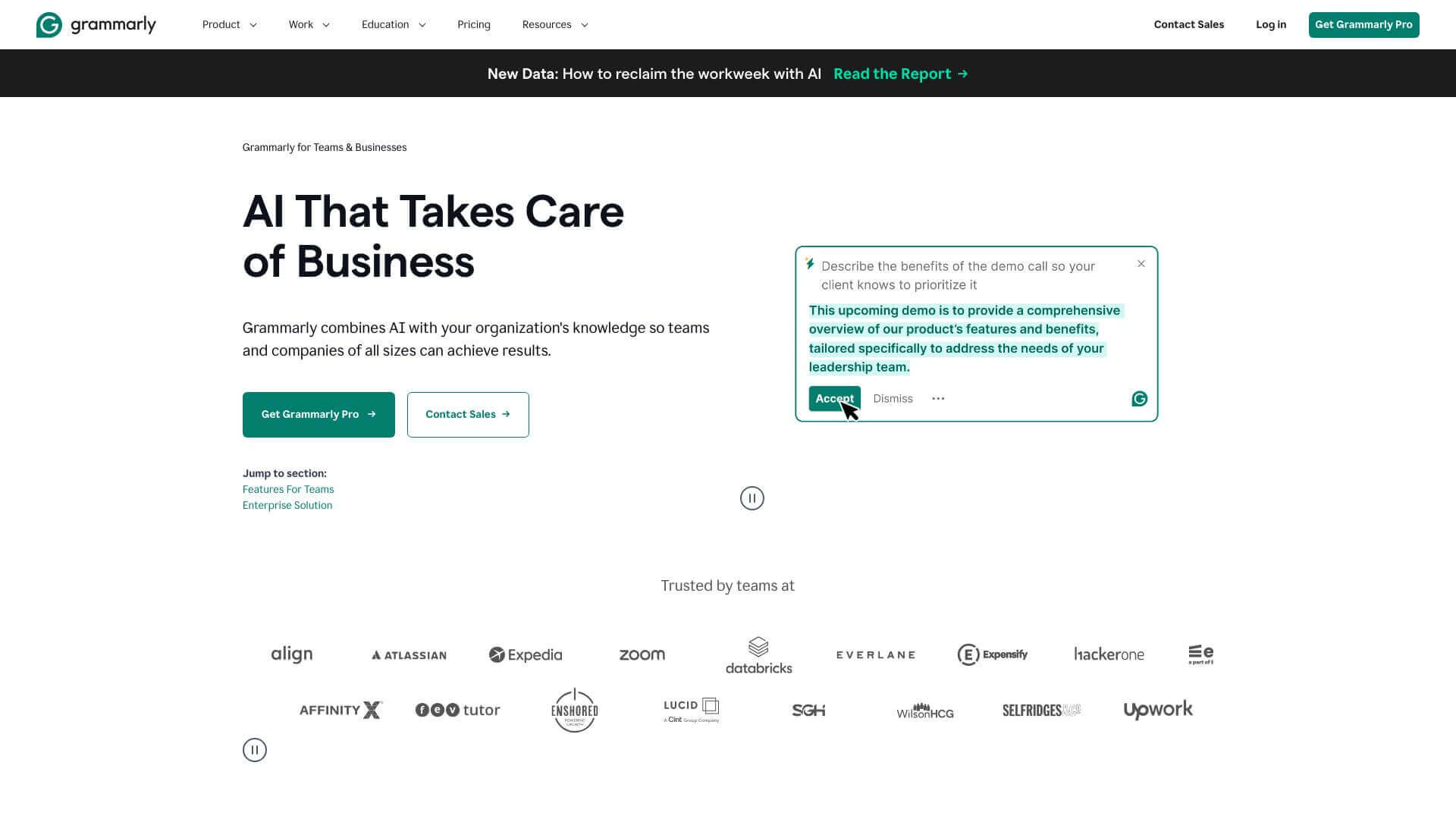 Grammarly Business screenshot