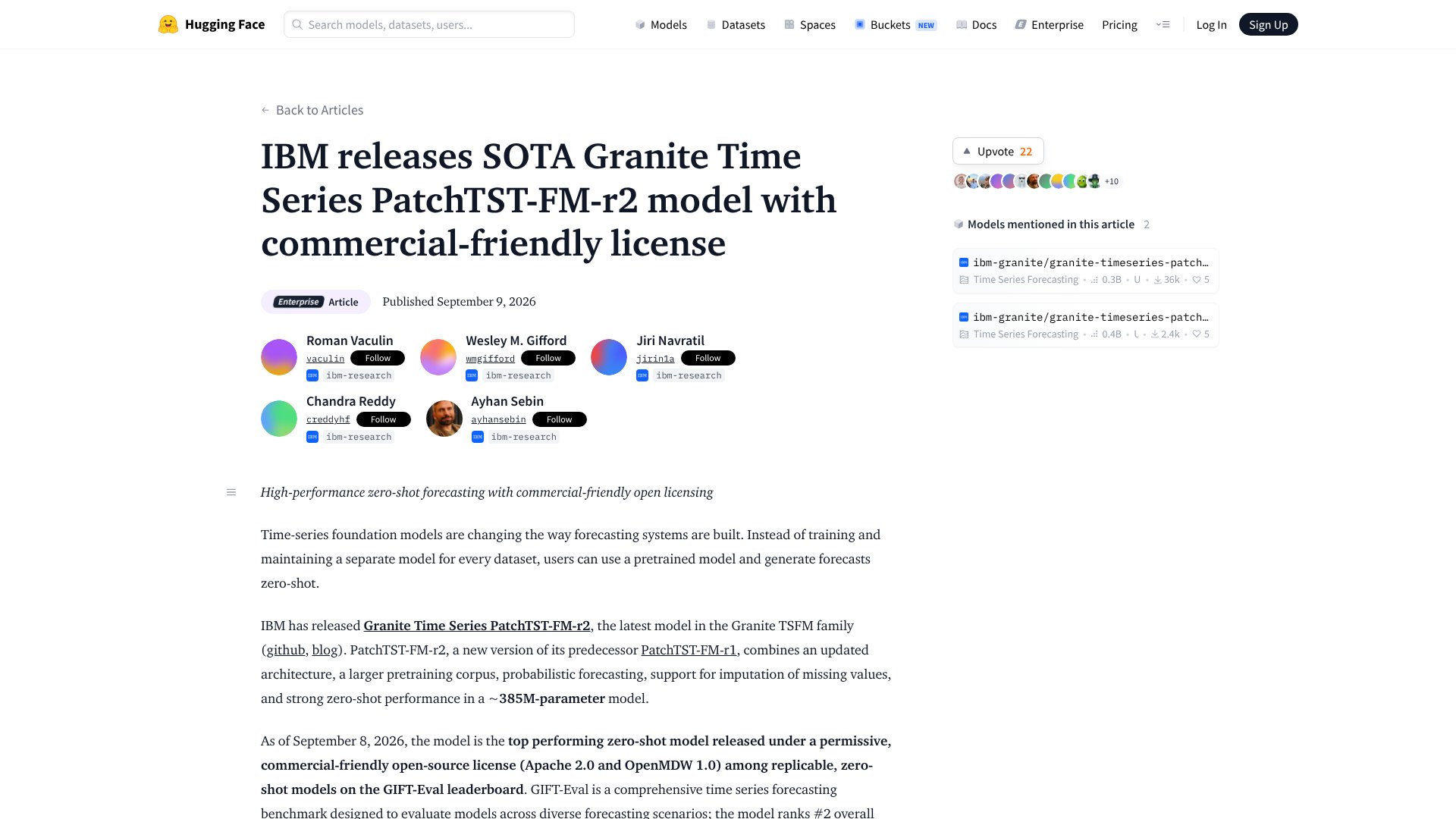 Granite Time Series PatchTST-FM-r2 screenshot