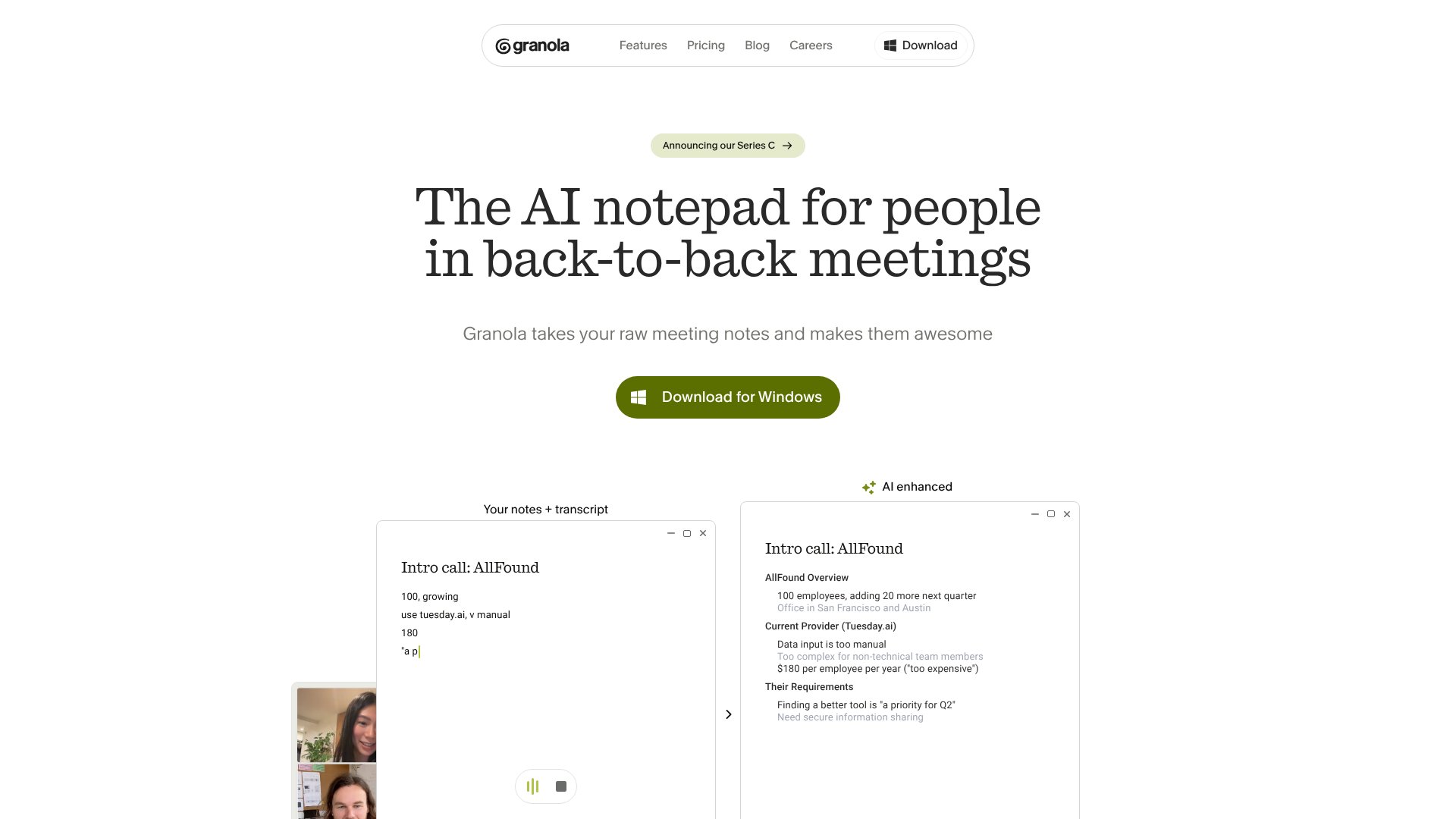 Granola AI screenshot