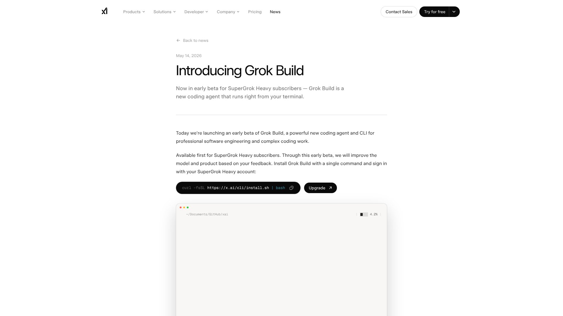 Grok Build screenshot