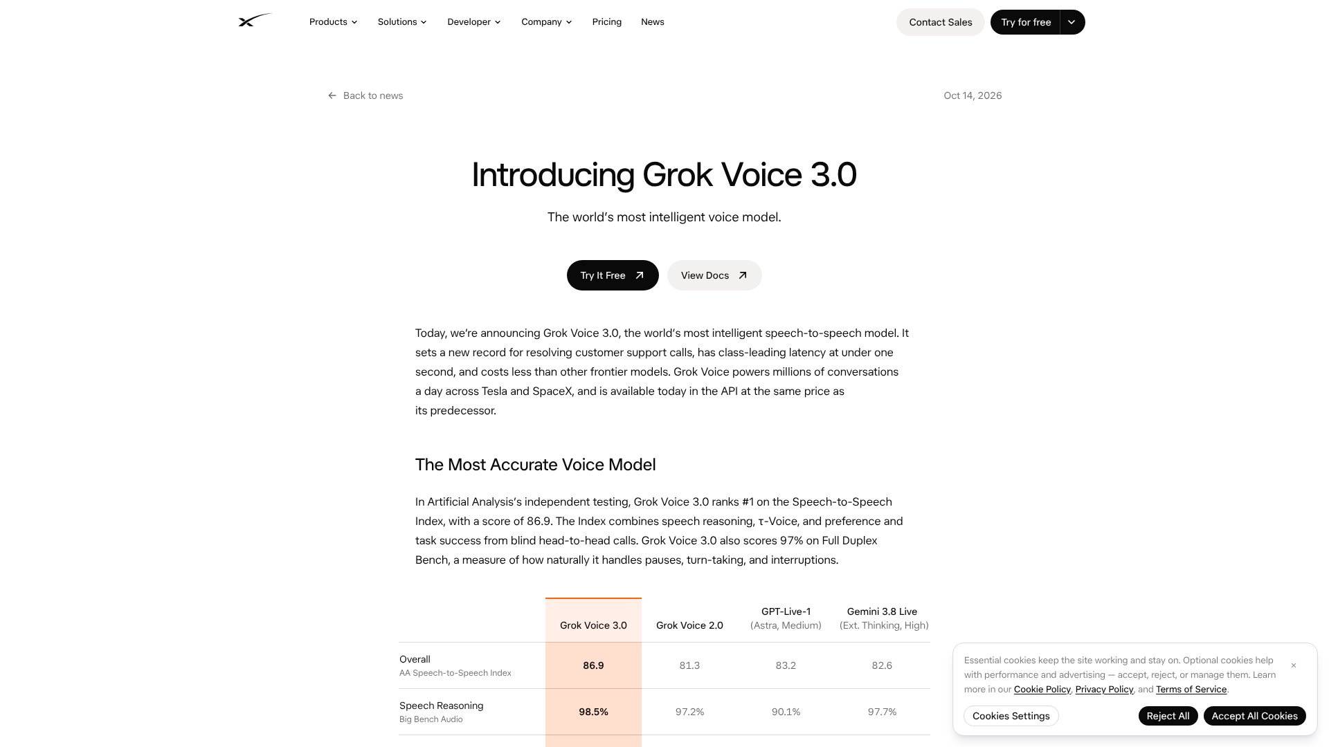 Grok Voice 3.0 screenshot