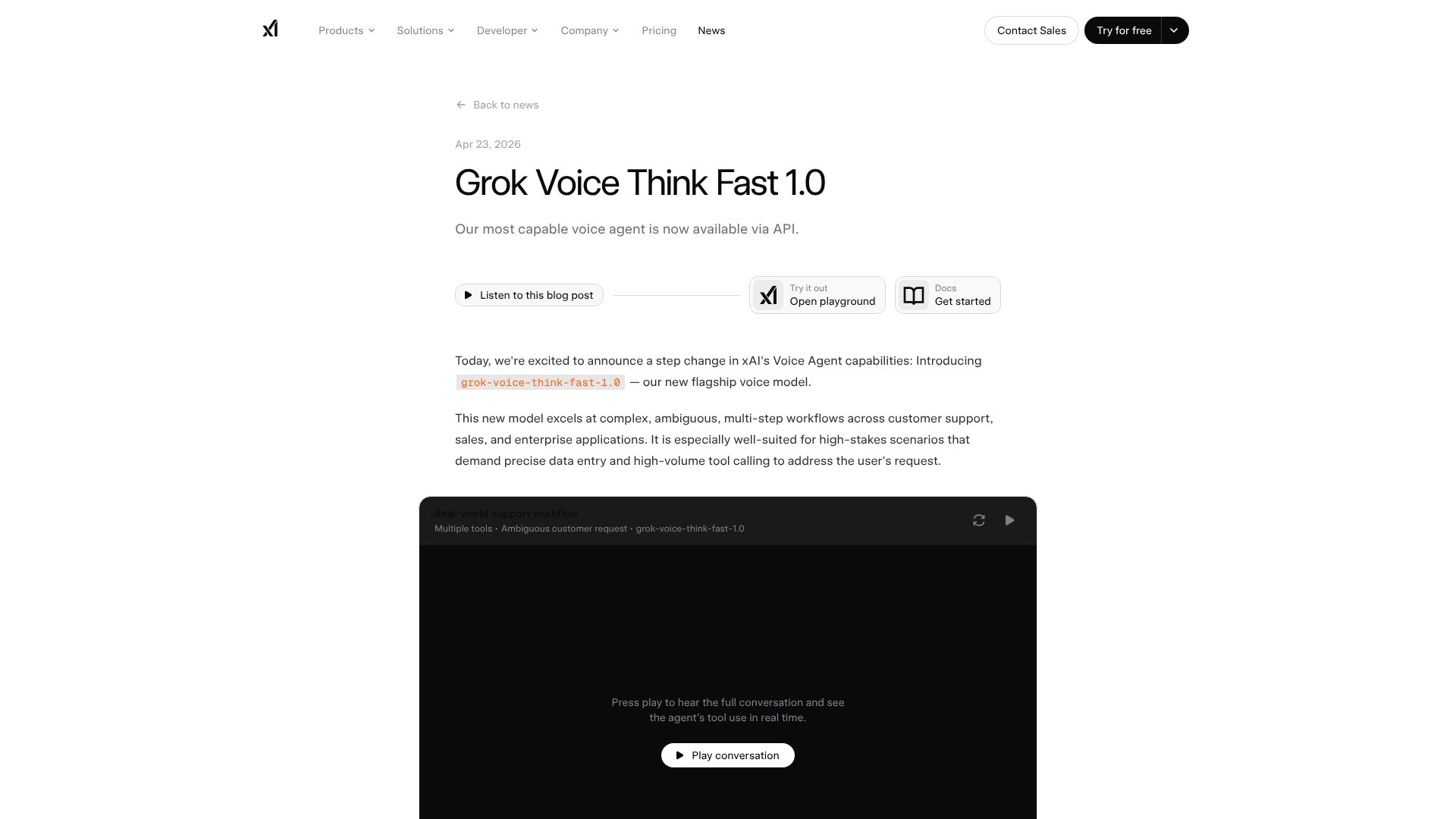 Grok Voice Think Fast 1.0 screenshot