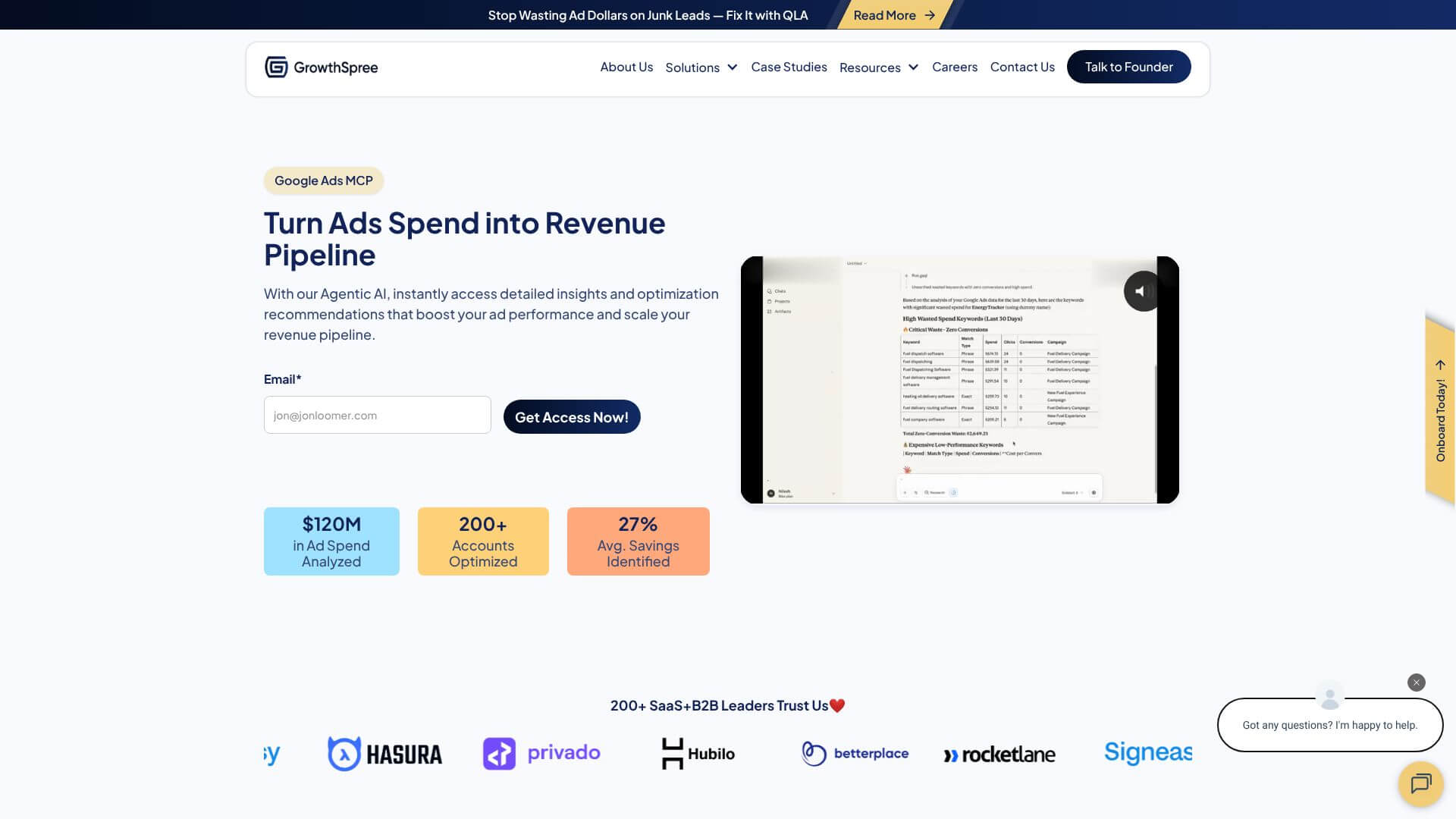 GrowthSpree's Google Ads MCP screenshot