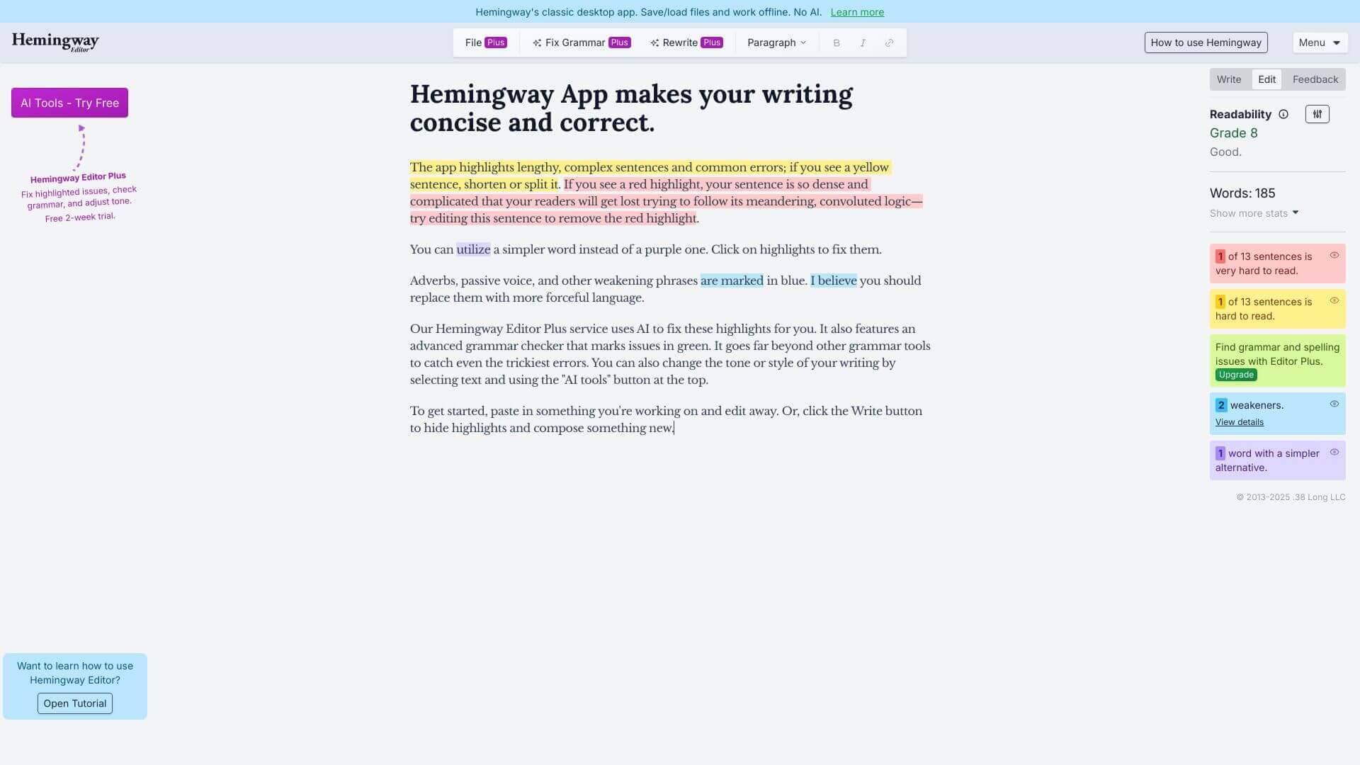 Hemingway Editor screenshot