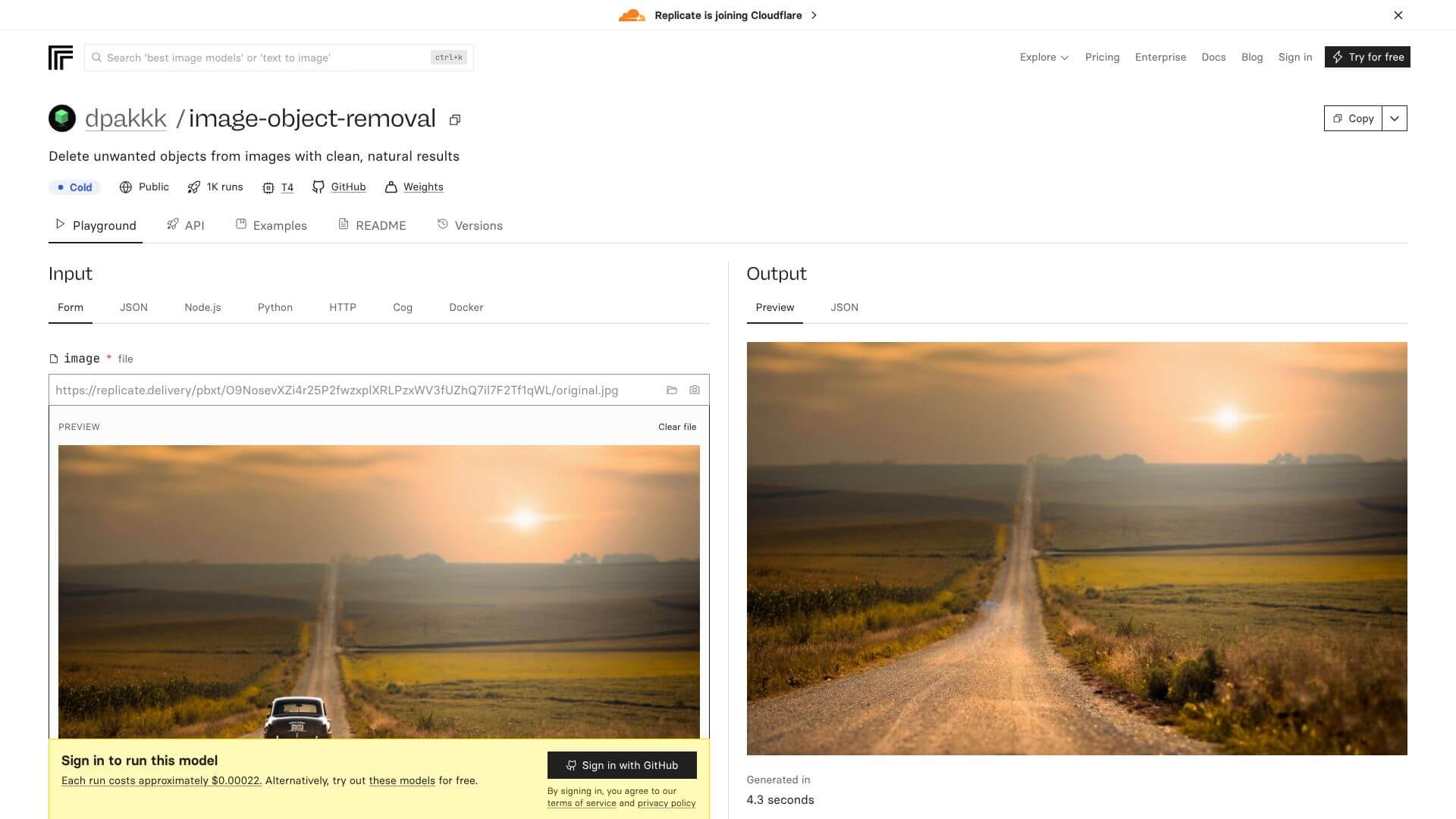 Image Object Removal API screenshot
