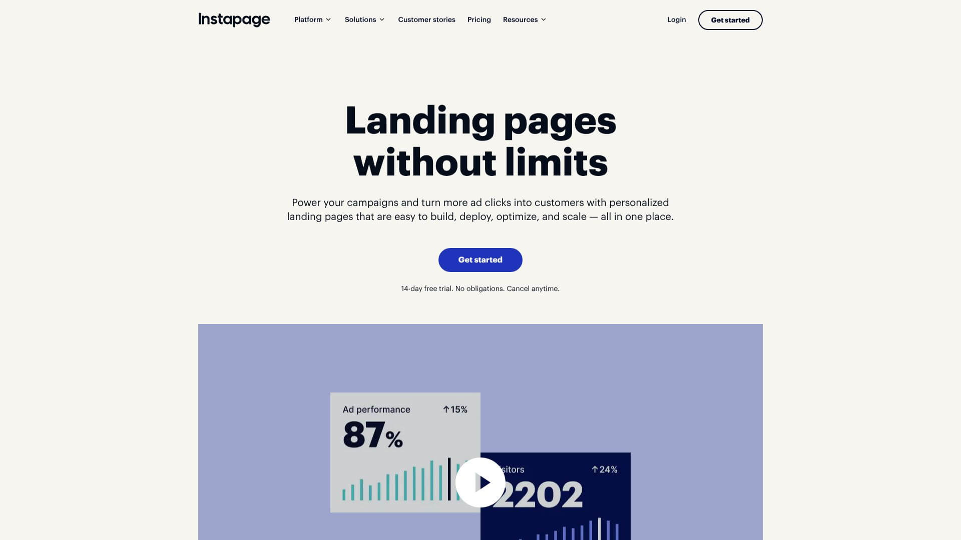 Instapage screenshot