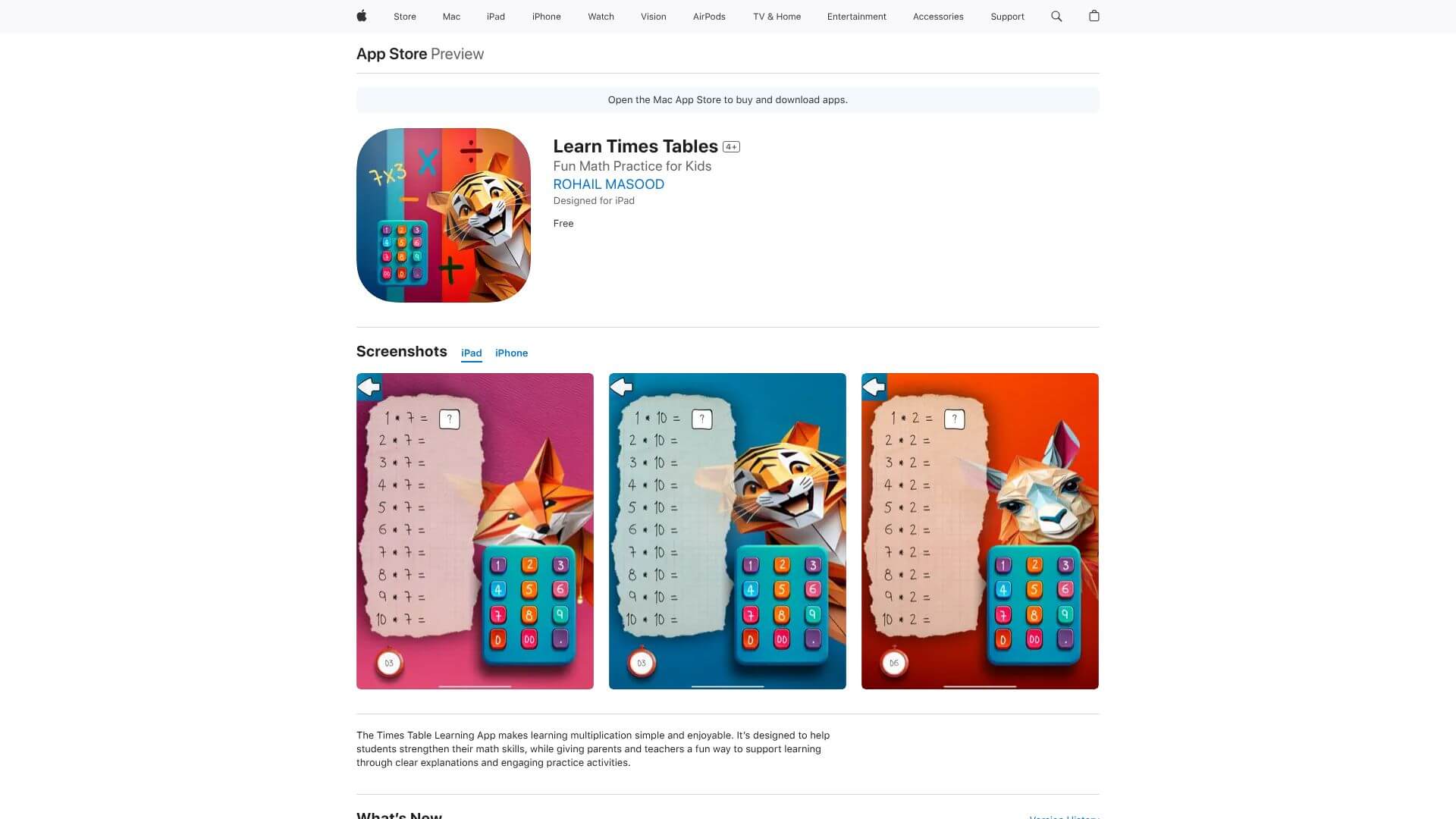 Learn Times Tables screenshot