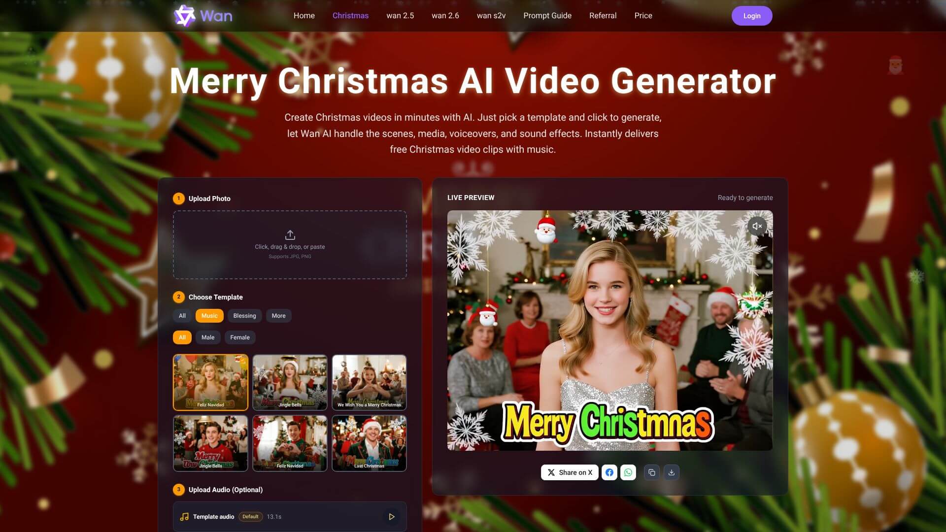 Merry Christmas AI Video Generator screenshot