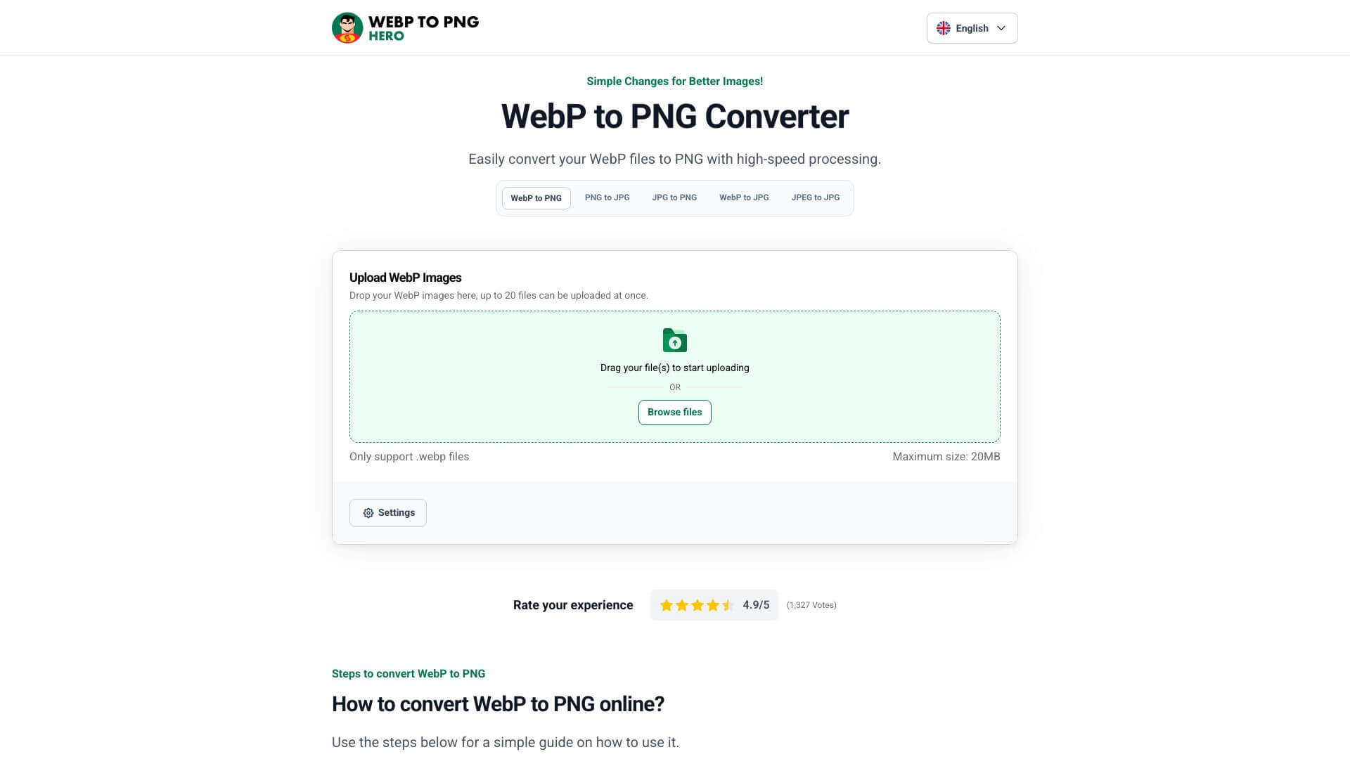 Online WebP to PNG Converter screenshot