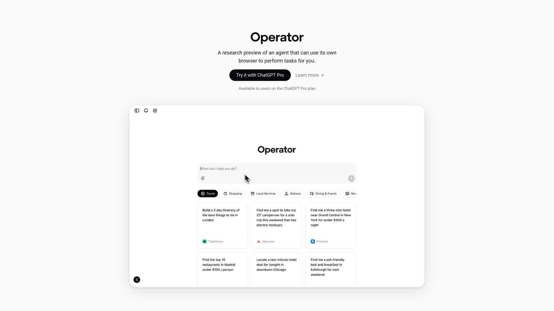 OpenAI Operator screenshot