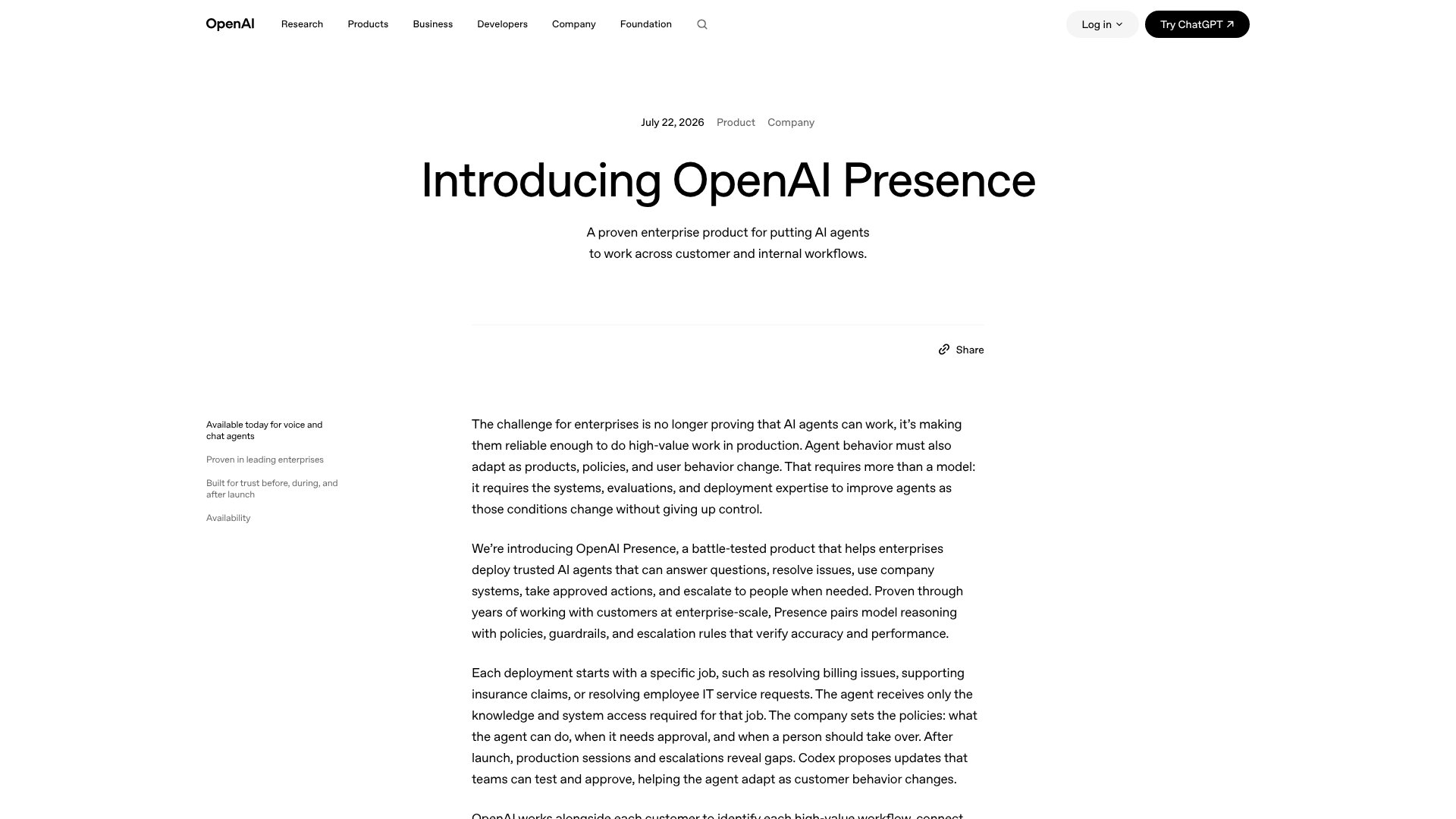 OpenAI Presence screenshot