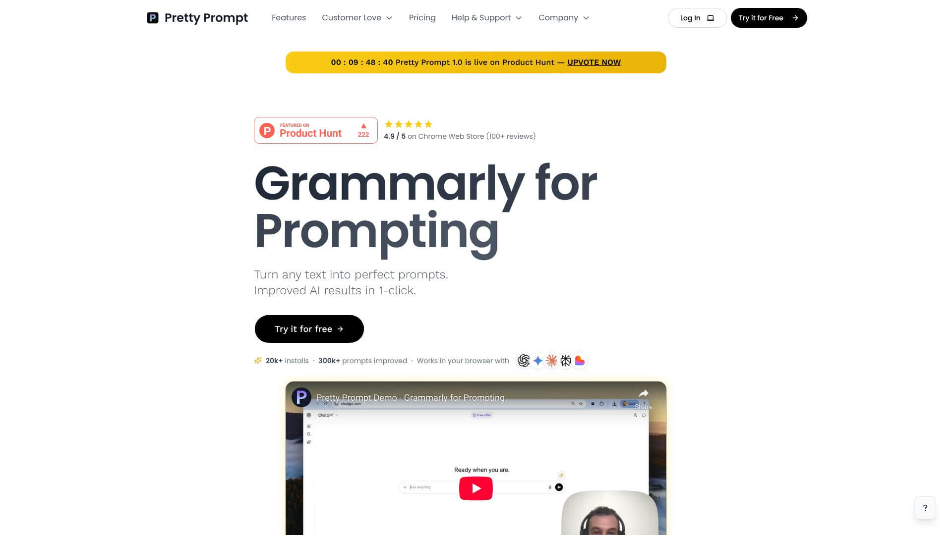 Pretty Prompt 1.0 Extension and Web App screenshot