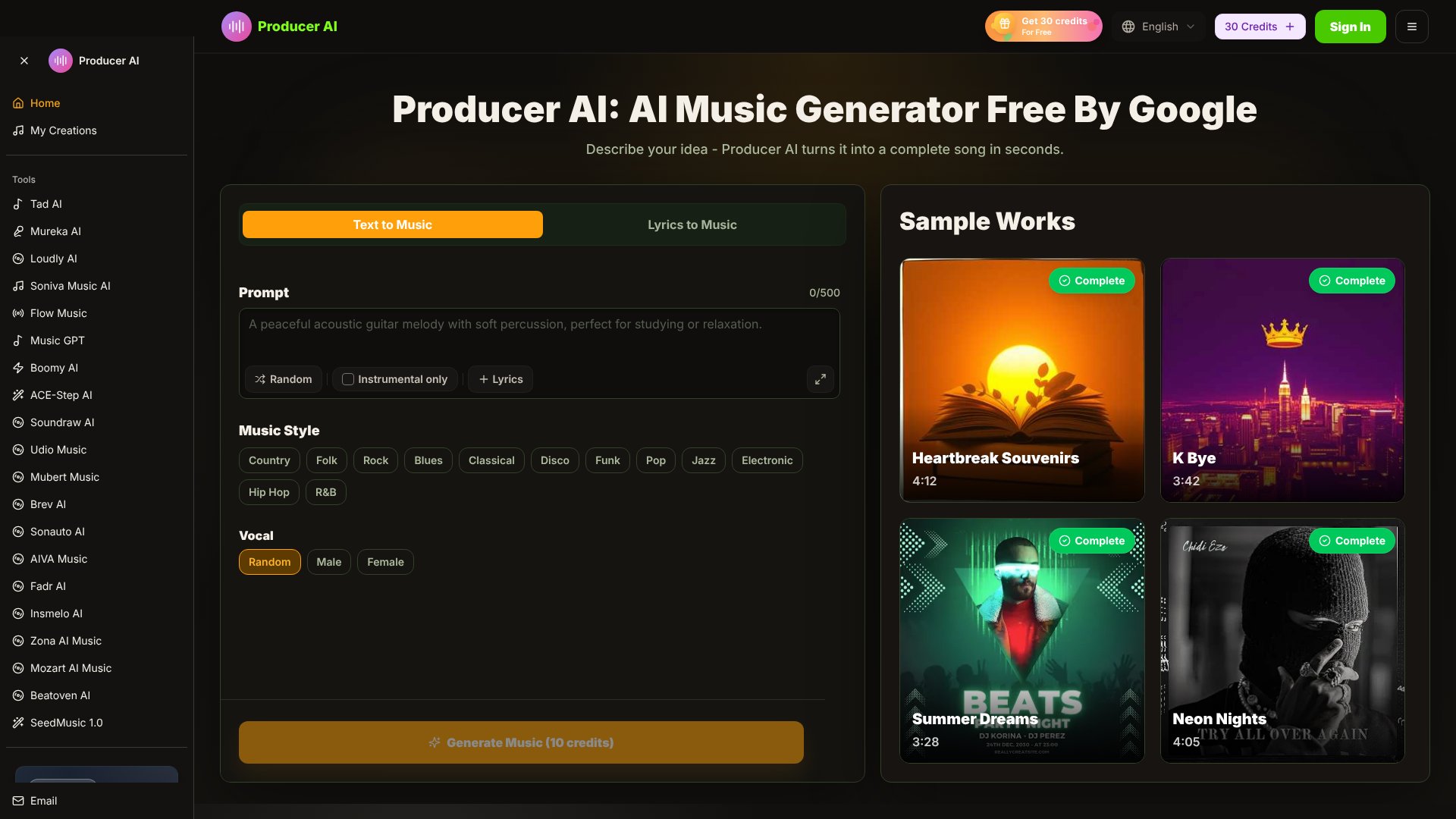 Producer AI screenshot
