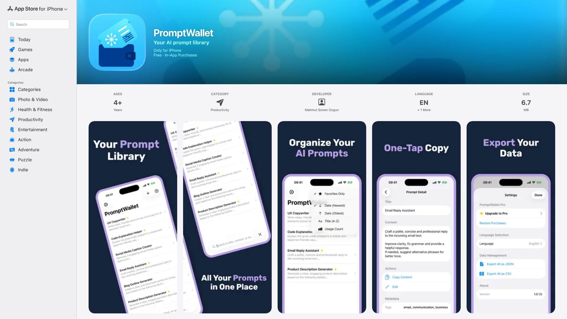 PromptWallet screenshot