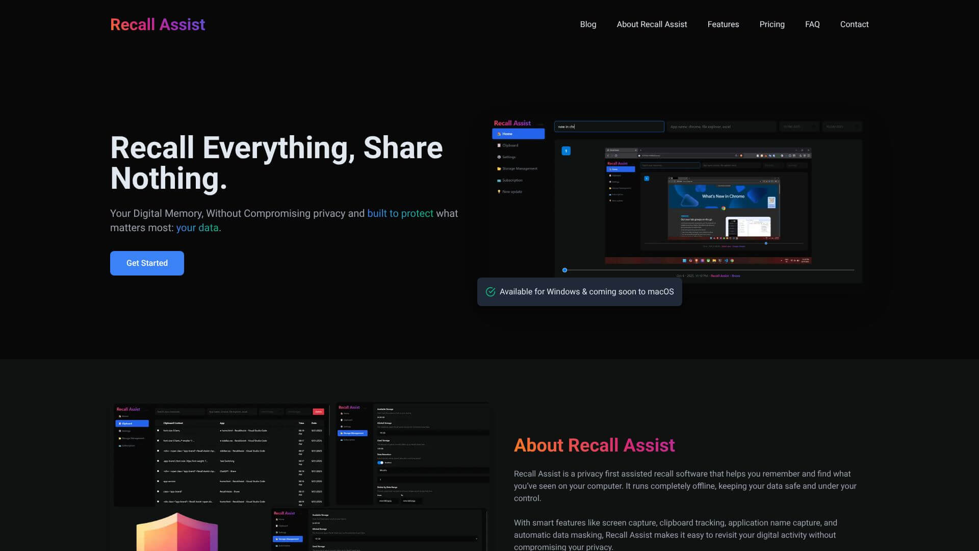 Recall Assist screenshot