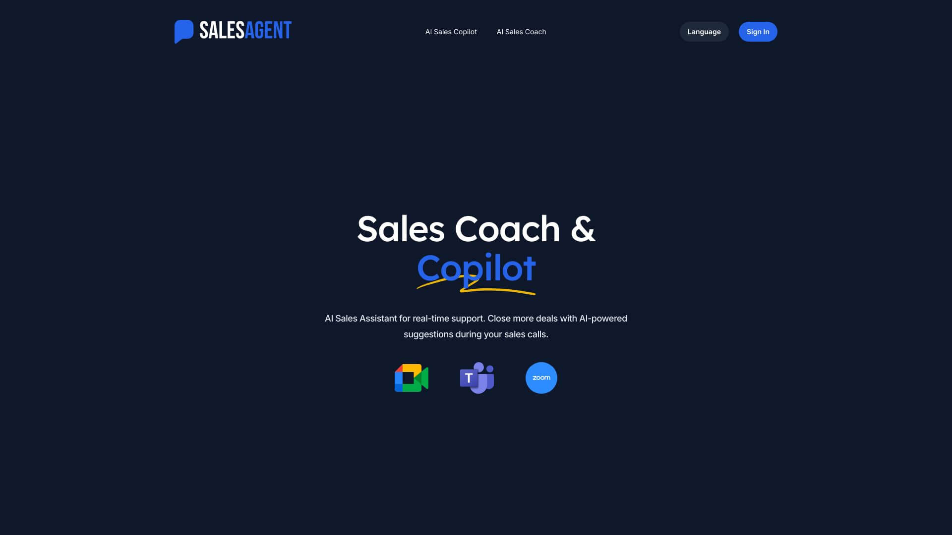 SalesAgent Chat screenshot