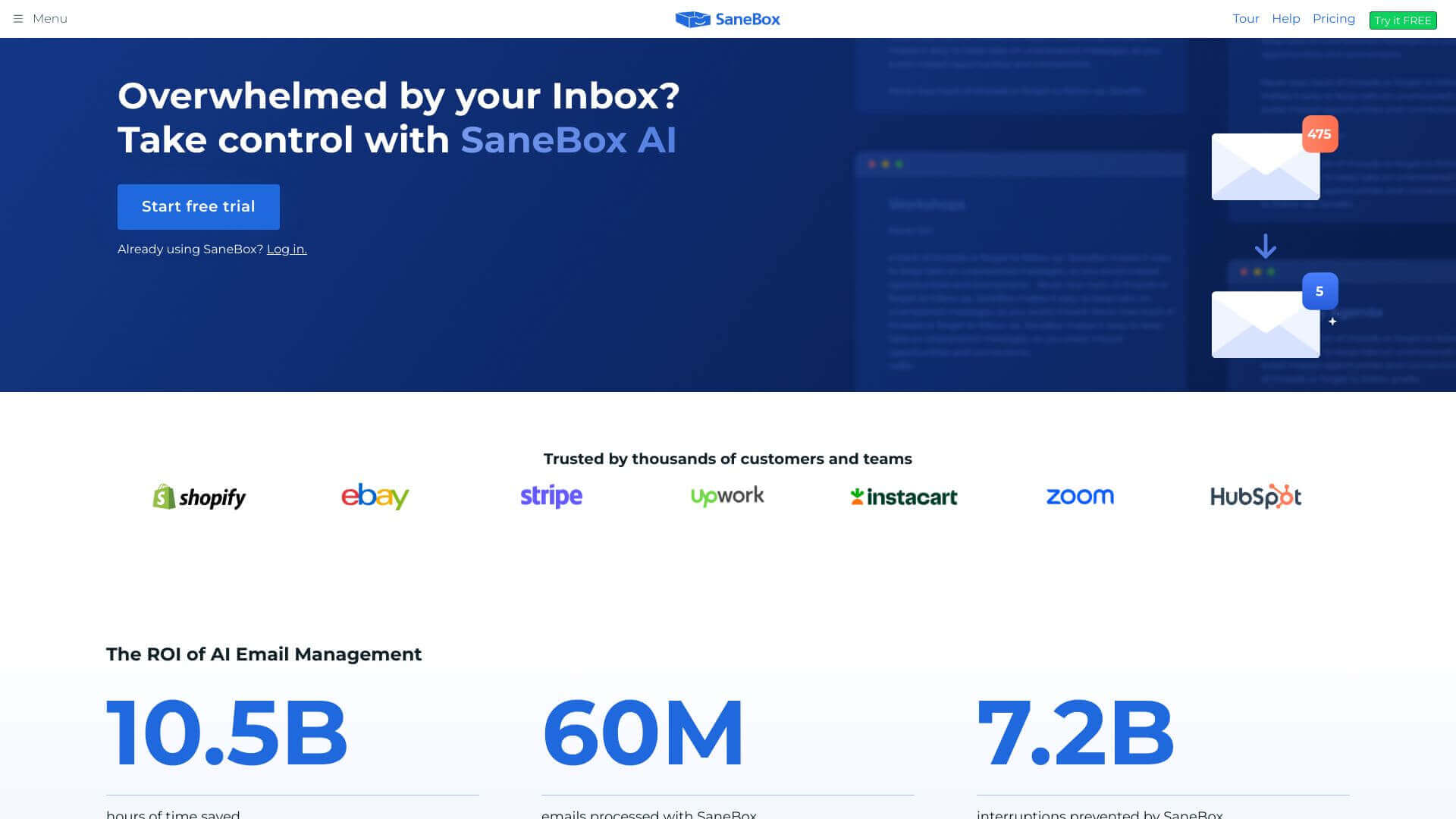 SaneBox screenshot