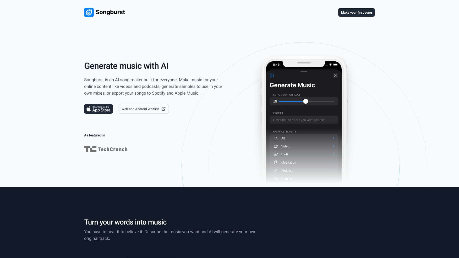 Songburst screenshot