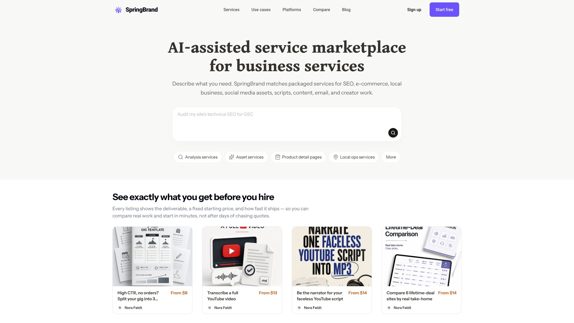 SpringBrand — AI-Assisted Service Marketplace screenshot