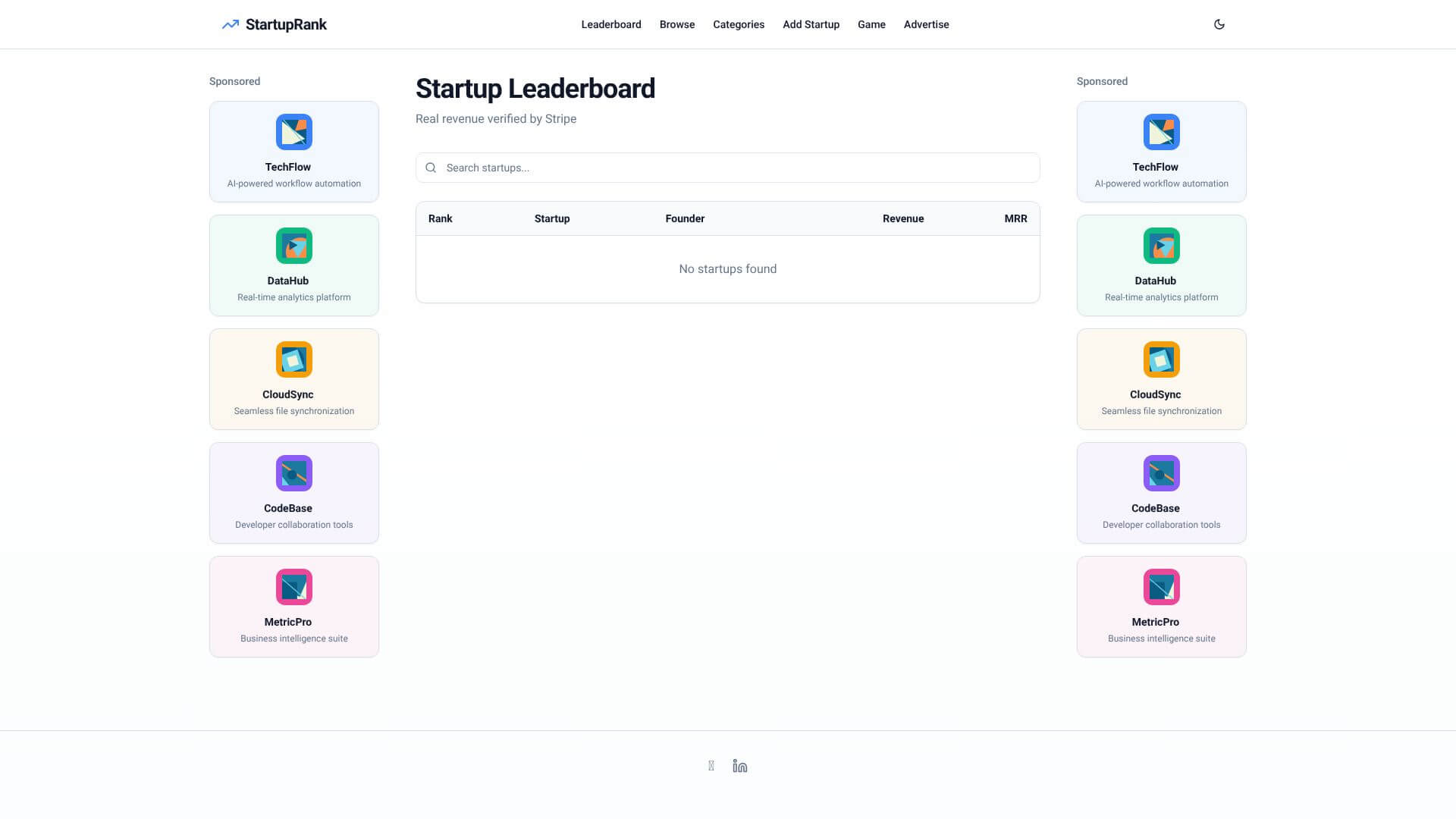 StartupRank screenshot
