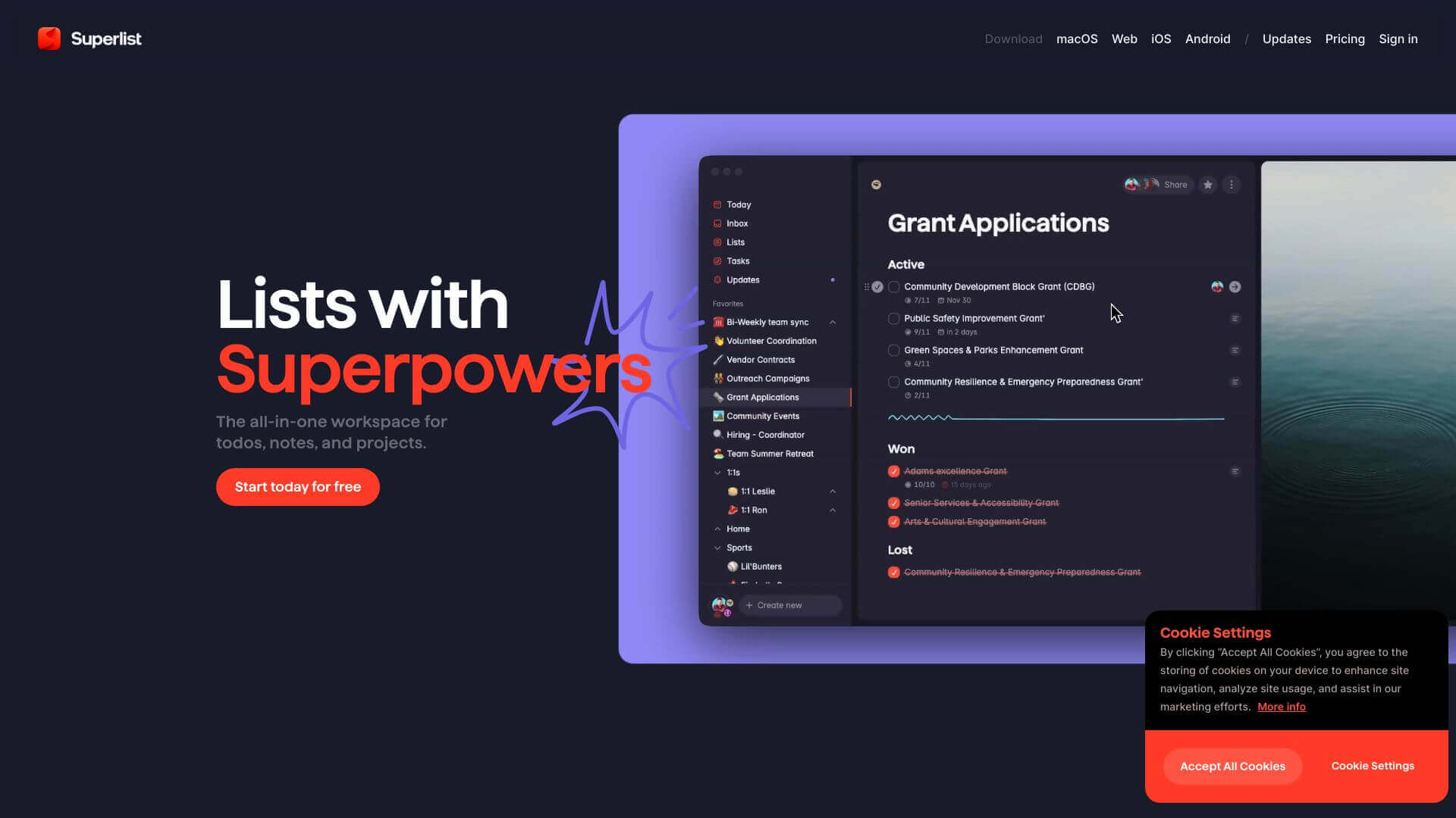 Superlist screenshot