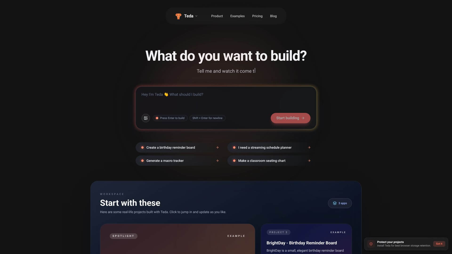 Teda.dev - AI app builder screenshot